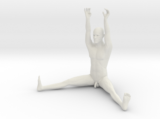 The Human Cube - Male element - Naked Geometry in White Natural Versatile Plastic