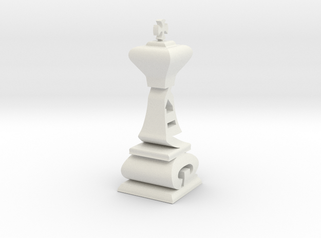 Typographical King Chess Piece in White Natural Versatile Plastic