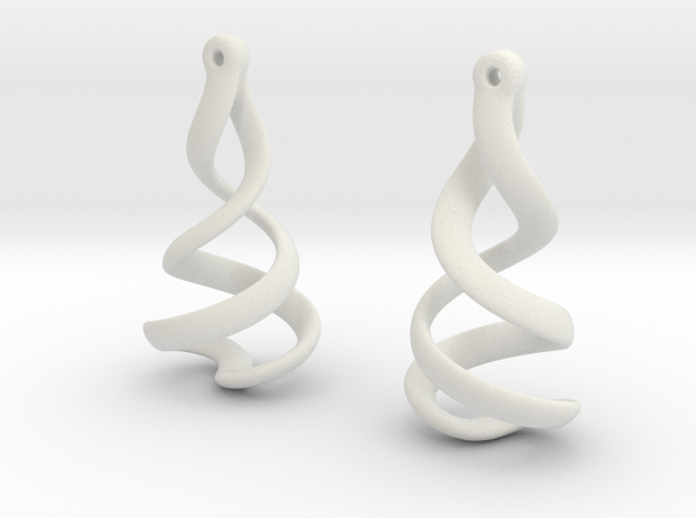 Helixial Elliptical Ear Rings in White Natural Versatile Plastic