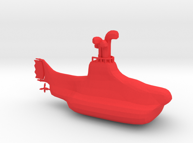Yellow Submarine in Red Processed Versatile Plastic