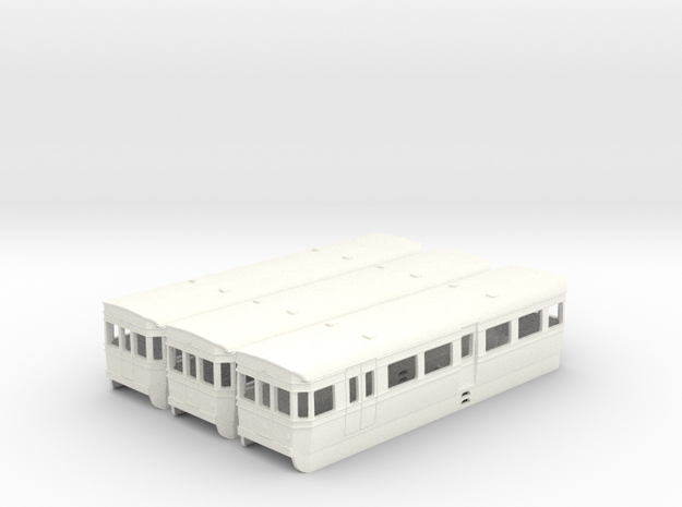 (UNTESTED) BUT/ACV railbus set in 4mm scale in White Processed Versatile Plastic