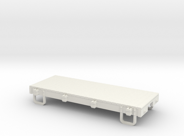 On18 12ft 4w Flat car in White Natural Versatile Plastic