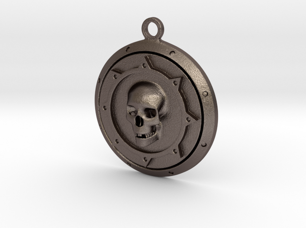 Skulls Medallion in Polished Bronzed Silver Steel