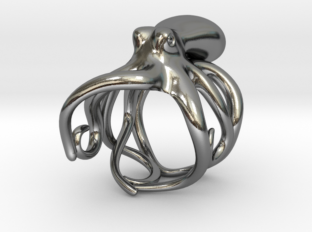 Octopus Ring 17mm in Polished Silver