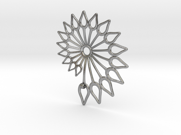 Spiral Flower in Natural Silver