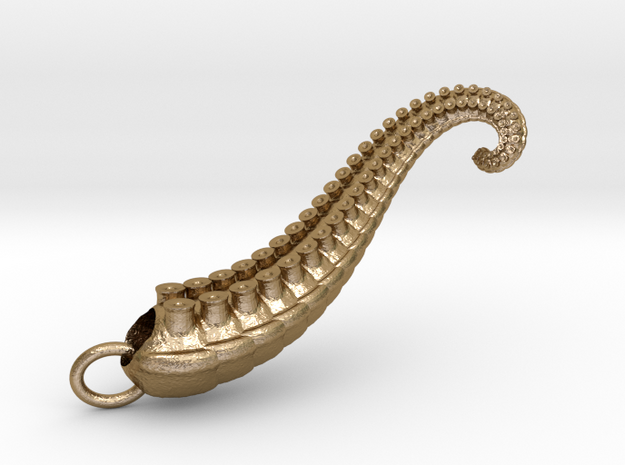Tentacle Pendant iteration 2 in Polished Gold Steel
