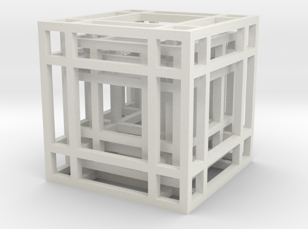 Concentric Cubes in White Natural Versatile Plastic