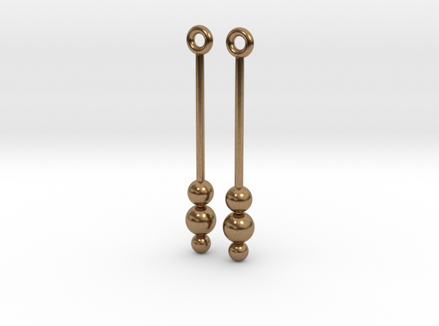 Three Orbs - Earrings - Silver or Brass in Natural Brass