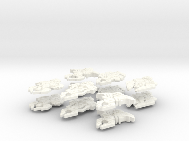 Cardassian Big Fleet (12 Ships, 2 sets of 6) in White Processed Versatile Plastic