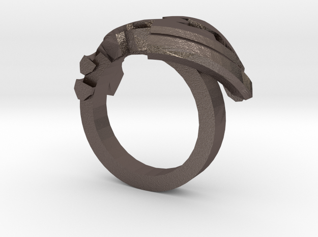 Avar Ring - us:9 fin:Ø19 in Polished Bronzed Silver Steel