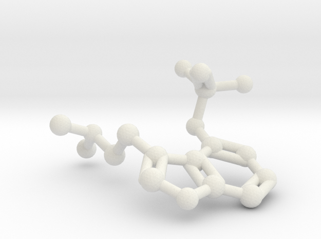 Psilocybin Molecule Keychain Necklace in White Natural Versatile Plastic