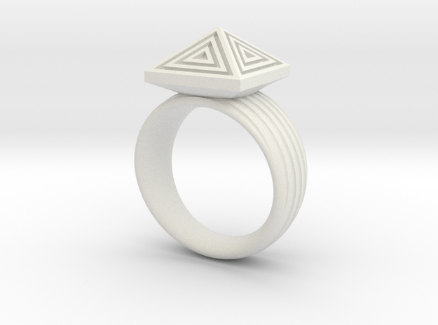 Pyramid Ring in White Natural Versatile Plastic