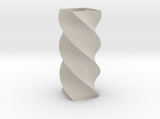 Twisted Poly 4 Cornered Pencil Cup in Natural Sandstone