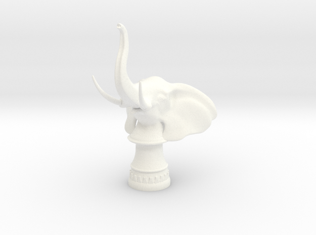 Elephant Rook (Round Base) in White Processed Versatile Plastic