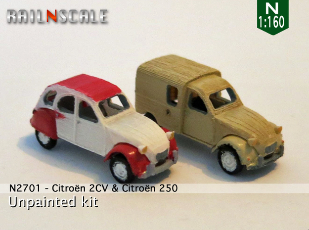 SET 2x Citroën 2CV (N 1:160) in Tan Fine Detail Plastic