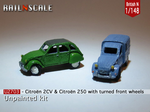 SET 2x Citroën 2CV - parked (British N 1:148) in Tan Fine Detail Plastic