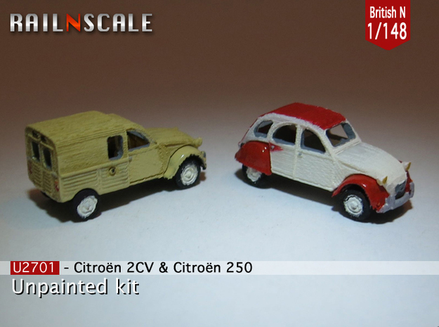 SET 2x Citroën 2CV (British N 1:148) in Tan Fine Detail Plastic