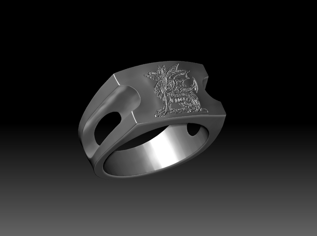 Dragon Signet Ring in Polished Silver