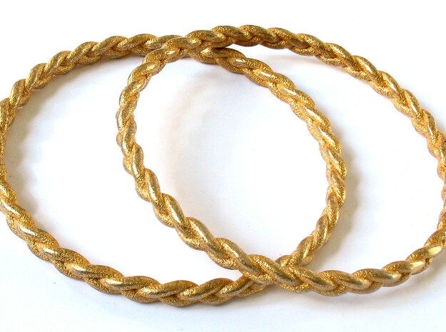 Braid bangle in Polished Gold Steel