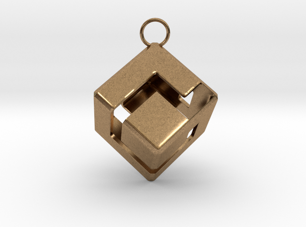 Gamecube Logo Pendant in Natural Brass