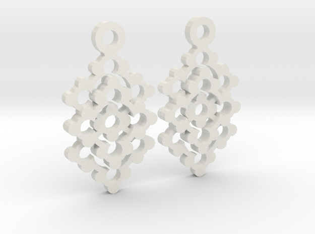 Circle Pattern Earrings in White Natural Versatile Plastic