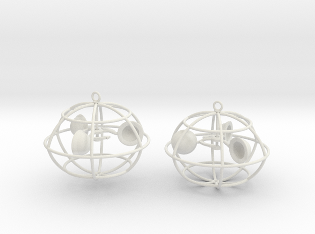 The anemometer earrings in White Natural Versatile Plastic