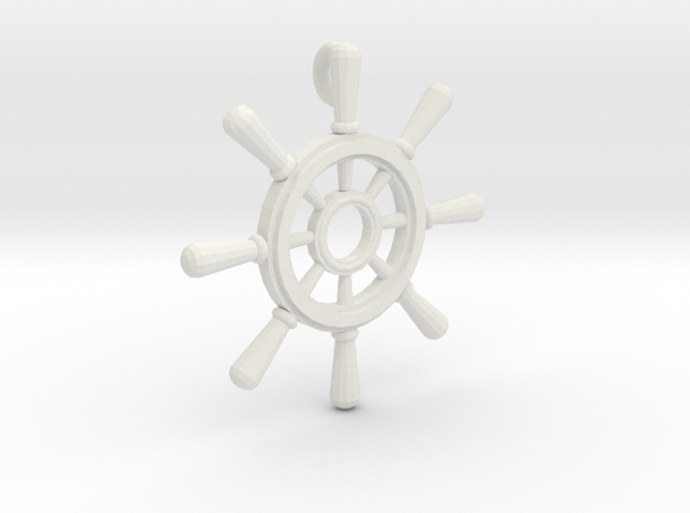 Ships Wheel Pendant in White Natural Versatile Plastic