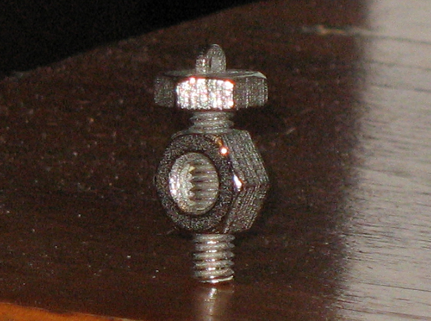 Nut 'N' Bolt Pendant in Polished Bronzed Silver Steel