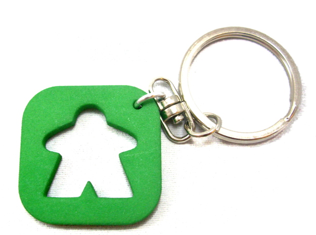 Meeple Keychain Silhouette, Board Game Keyring in Green Processed Versatile Plastic