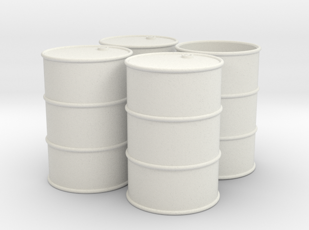 G Scale 44 Gallon Drums (open one end) x4 in White Natural Versatile Plastic