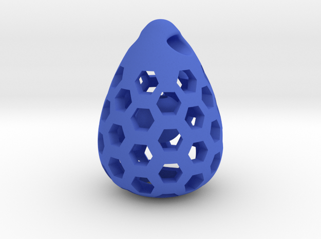 Big Patterned Egg Bell Pendant - Plastic Material in Blue Processed Versatile Plastic