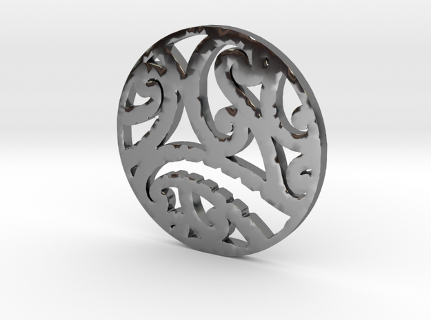 Maori koru tribal pendant design in Fine Detail Polished Silver