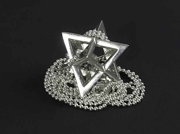 Star Tetrahedron pendant #Silver in Fine Detail Polished Silver