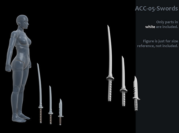 ACC-05-Swords  7inch MOTU in White Processed Versatile Plastic