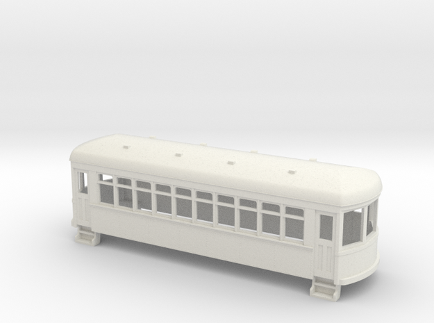 HO Gauge  short trolley car in White Natural Versatile Plastic