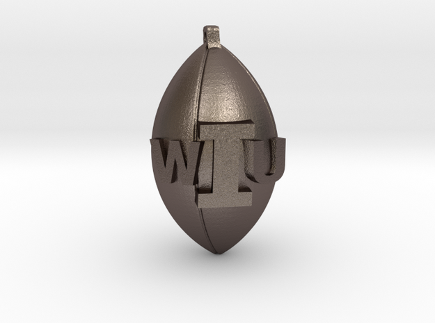 WIU Football Charm in Polished Bronzed Silver Steel