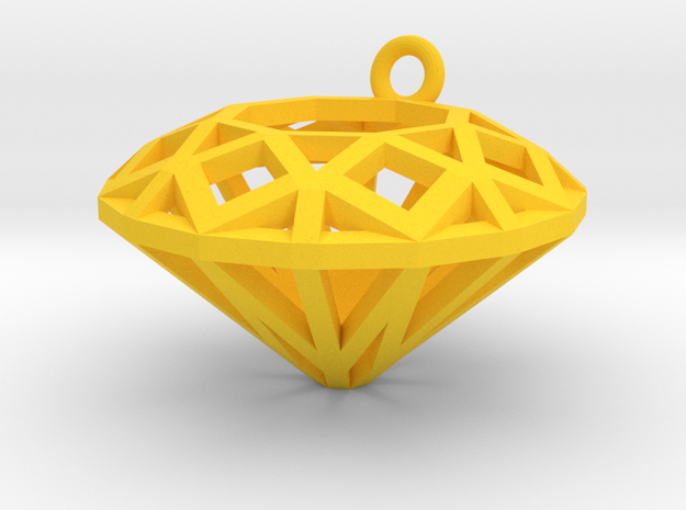 Diamond Charm  in Yellow Processed Versatile Plastic