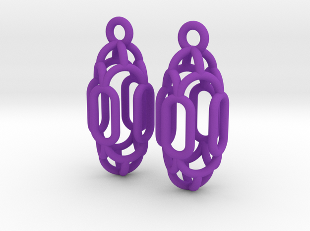 Vertical Oval Earrings in Purple Processed Versatile Plastic
