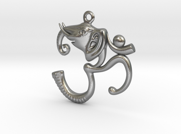 Ganesh Pendant in Natural Silver