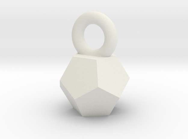 Solid Dodecahedron charm Small in White Natural Versatile Plastic