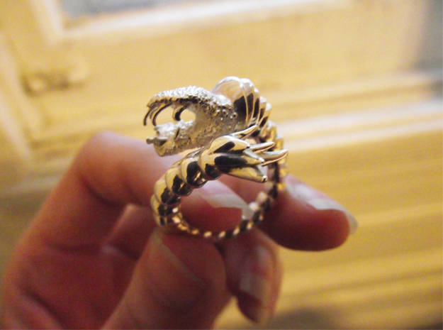 Viper Fish Ring  in Fine Detail Polished Silver