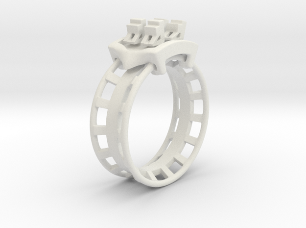 Rollercoaster Ring in White Natural Versatile Plastic