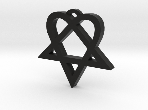 Heartagram (S) in Black Natural Versatile Plastic