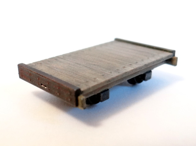 8ft Narrow Gauge Flat Wagon (x3) in Tan Fine Detail Plastic