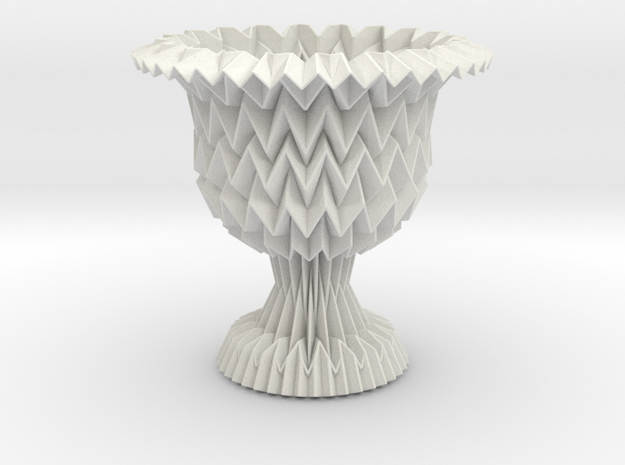 Cup / Vase Tessellated With Closed Center in White Natural Versatile Plastic
