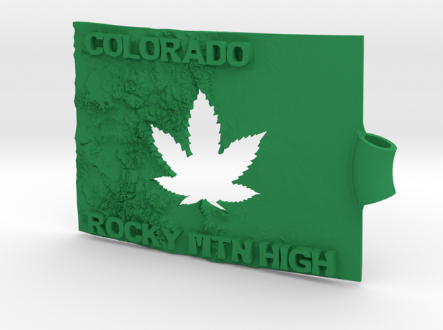 Colorado Marijuana Key Fob in Green Processed Versatile Plastic