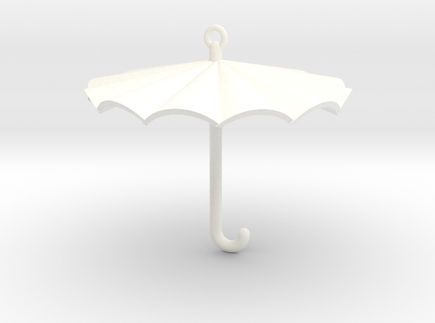 Umbrella Charm in White Processed Versatile Plastic