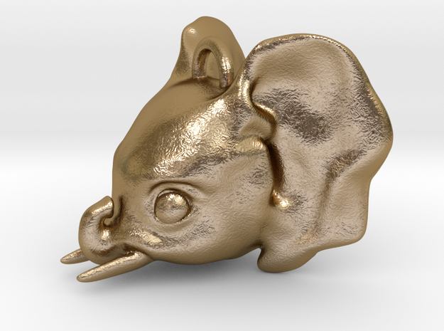 Baby Elephant Pendant in Polished Gold Steel
