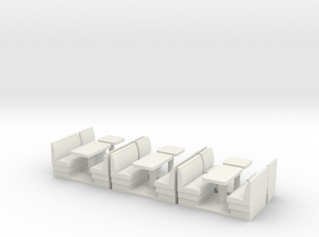 S Scale Resturant Booths X6 in White Natural Versatile Plastic