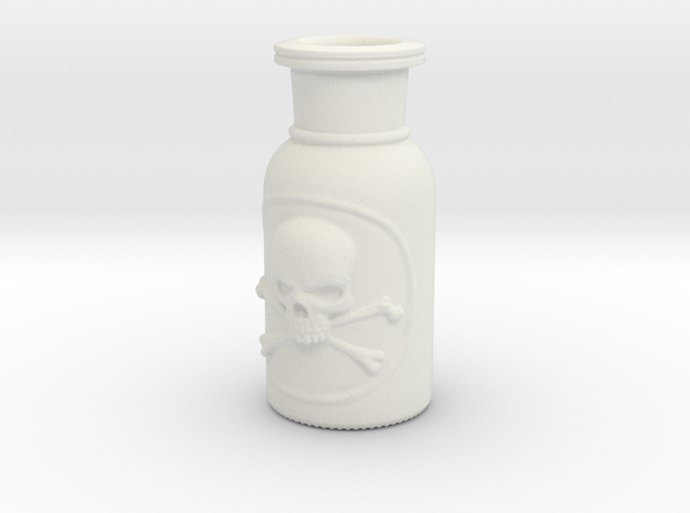 Skull and Crossbones Poison Bottle  in White Natural Versatile Plastic